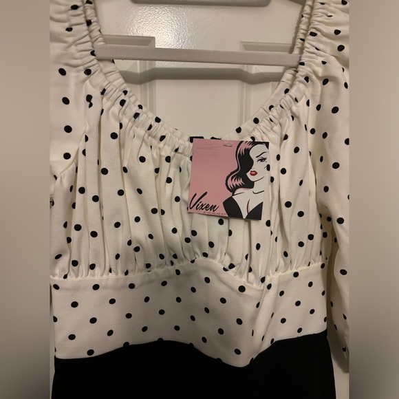 Vixen by micheline Pitt white and black polka dot wiggle dress - Picture 5 of 6